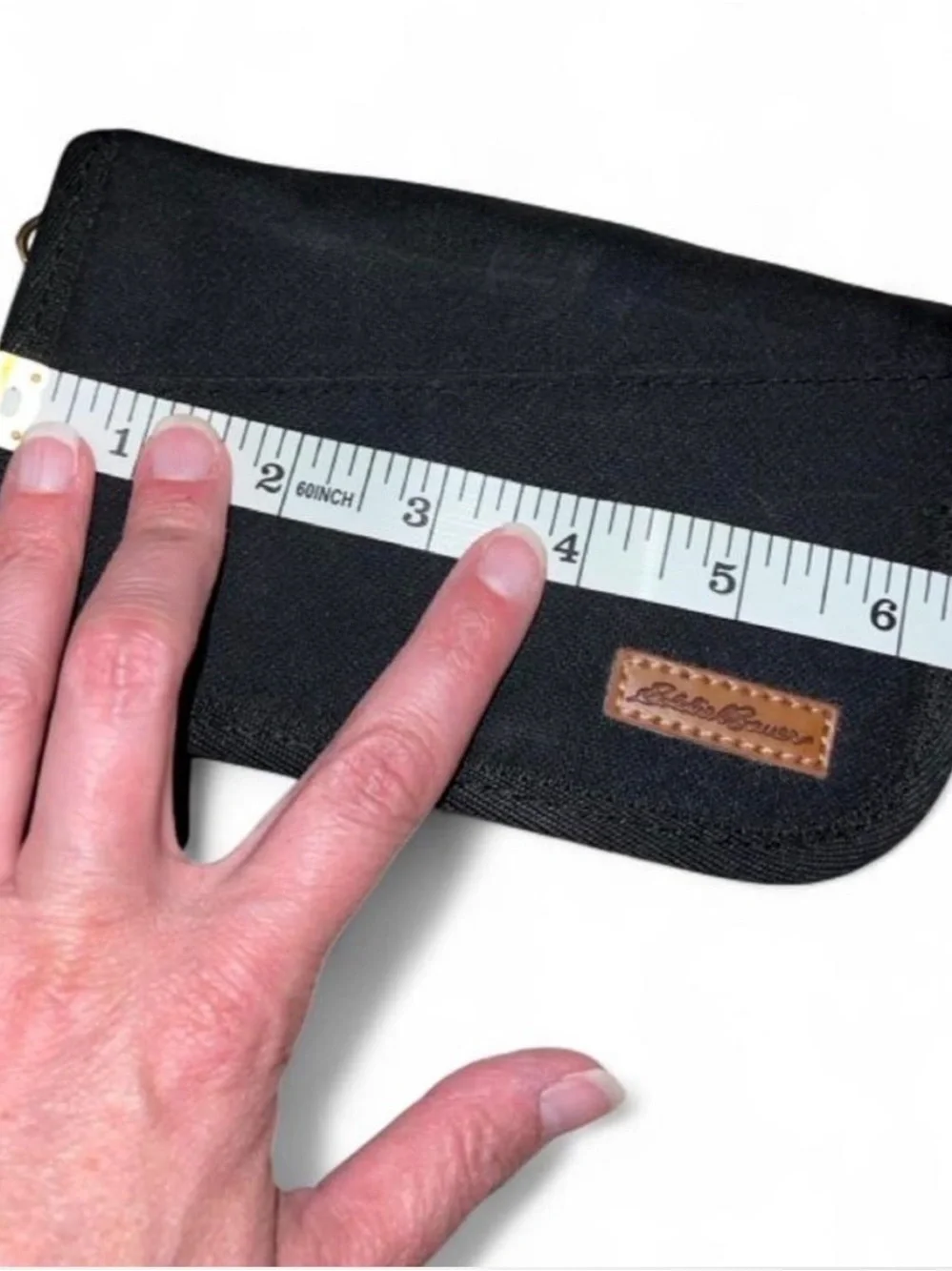 Eddie Bauer Black Canvas Travel Pouch with Leather Logo